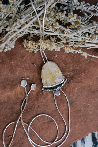 Rutilated Quartz Silver Bolo