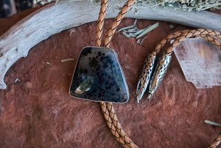 Montana Agate Braided Bolo Tie