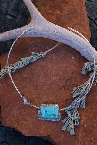Kingman Turquoise Choker with Hawks