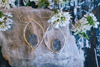 Druzy Quartz Petal Earrings