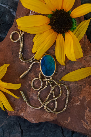 Labradorite Brass Chain Bolo Necklace