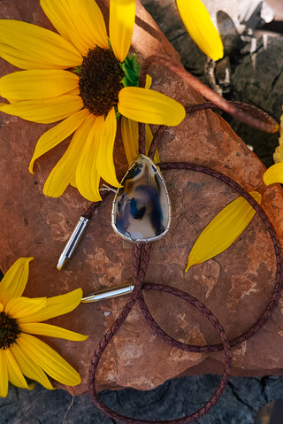 Montana Agate Braided Bolo Tie
