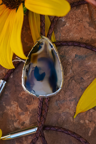 Montana Agate Braided Bolo Tie