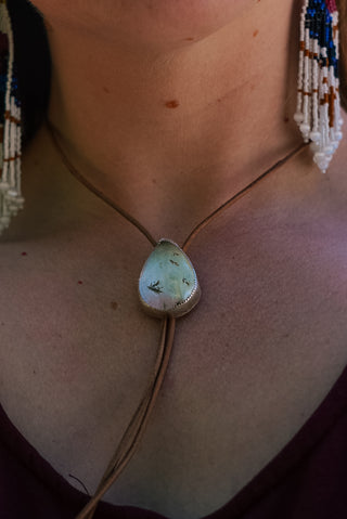 Moss Agate Mini Bolo Tie